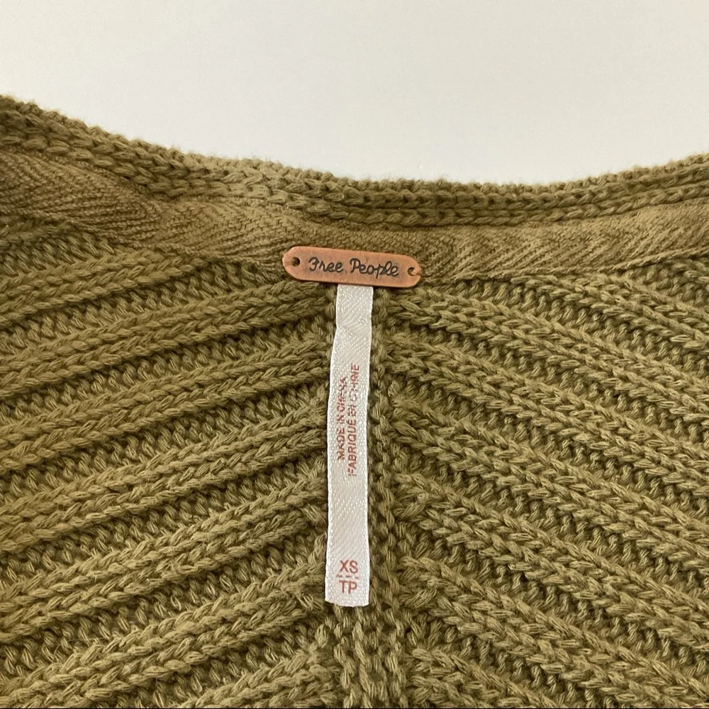Free People Ribbed Knit Tunic Sweater Top In Olive XS